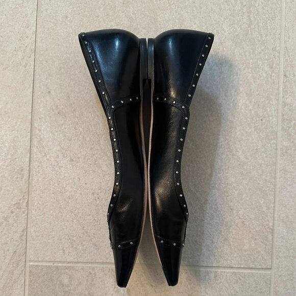 VIA SPIGA BLACK SILVER STUDDED POINT TOE BALLET FLATS SIZE 8 CITY CONTEMPORARY - Picture 3 of 8